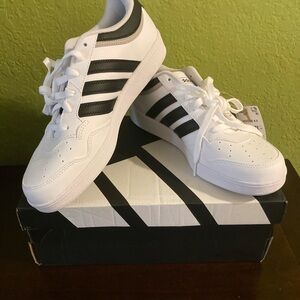 Adidas Classic White and Black Hoops Trainers